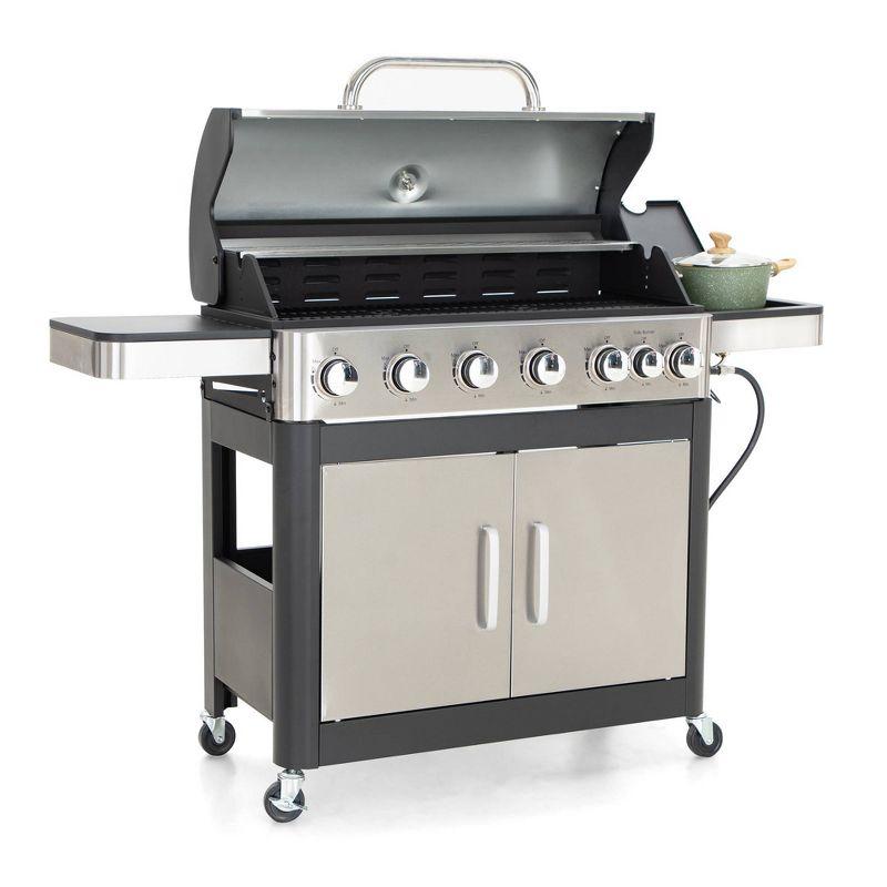 Captiva Designs 6-Burner Stainless Steel Propane Gas Grill with Side Burner