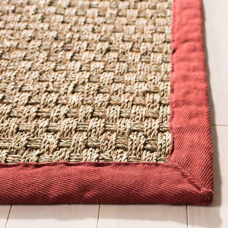 Natural and Red Flat Woven Wool Cotton Area Rug