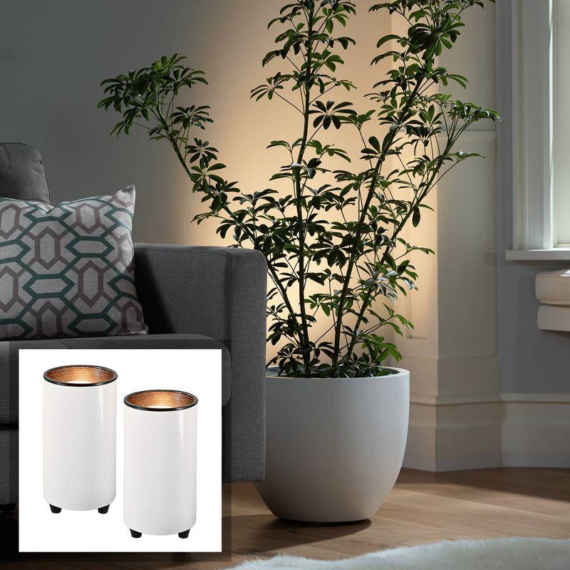 Pro Track Set of 2 Can Mini Uplighting Indoor Accent Spot-Lights Plug-In Floor Plant Home Decorative Art Desk Picture Table White Finish 6 1/2" High