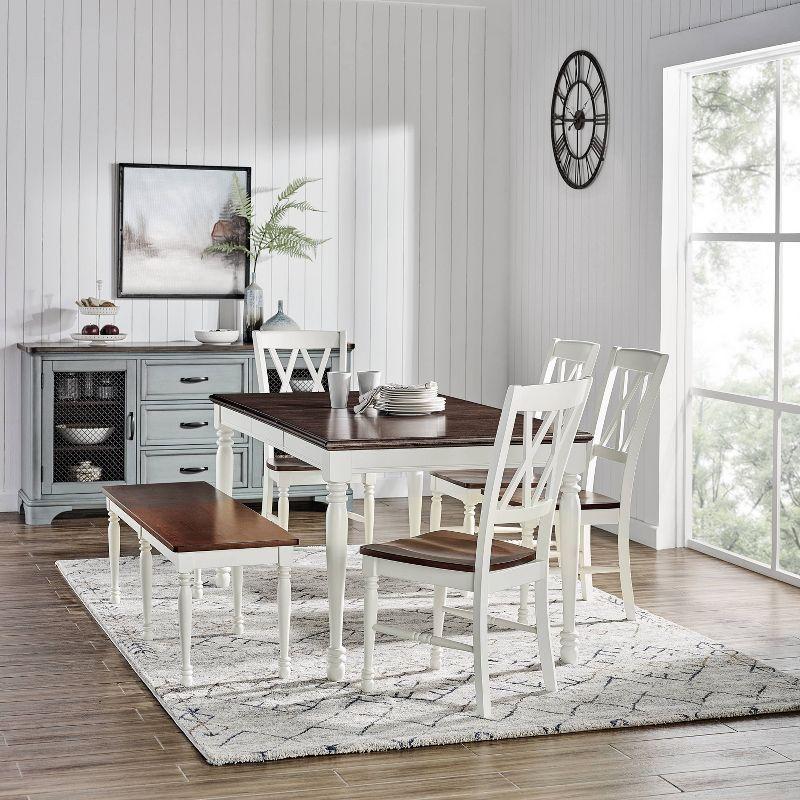 Shelby 6-Piece Antique White Extendable Dining Set with Bench