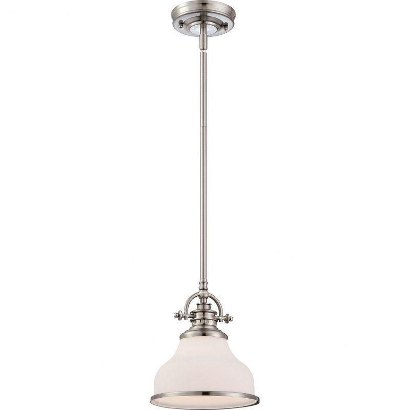 Brushed Nickel Mini Pendant Light with Opal Glass Shade