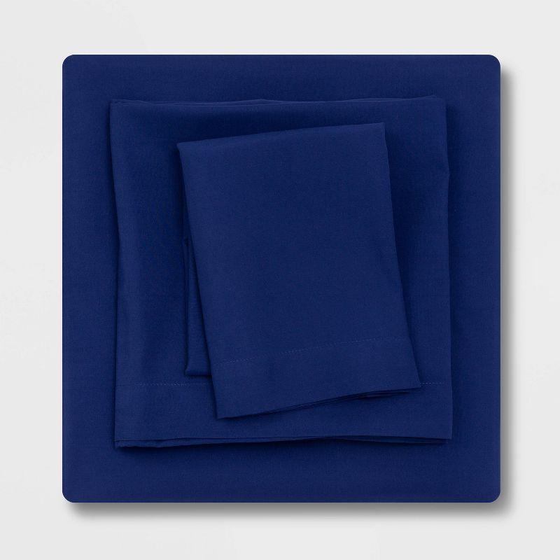 Twin XL Blue Solid Microfiber Sheet Set