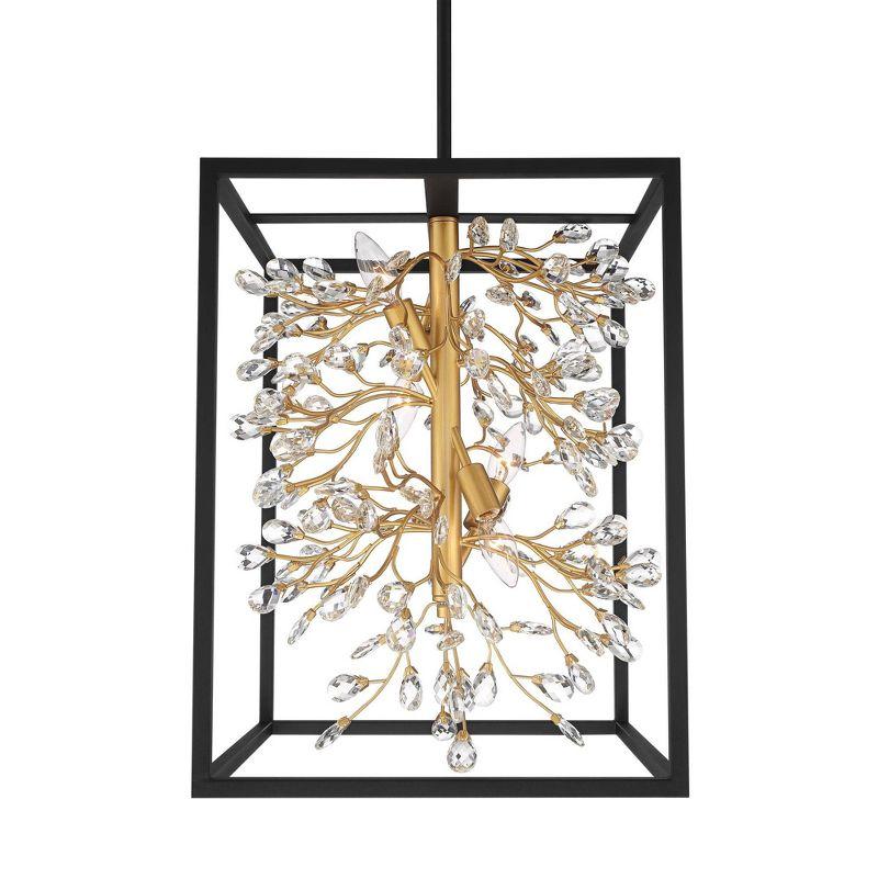 Possini Euro Design Carrine Black Gold Pendant Chandelier 15 1/4" Wide Modern Clear Crystal 4-Light Fixture for Dining Room House Foyer Kitchen Island