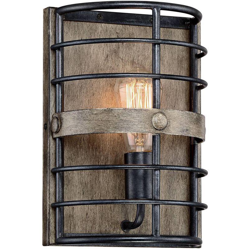 Lexi Rustic Bronze 13" Industrial Cage Wall Light Sconce