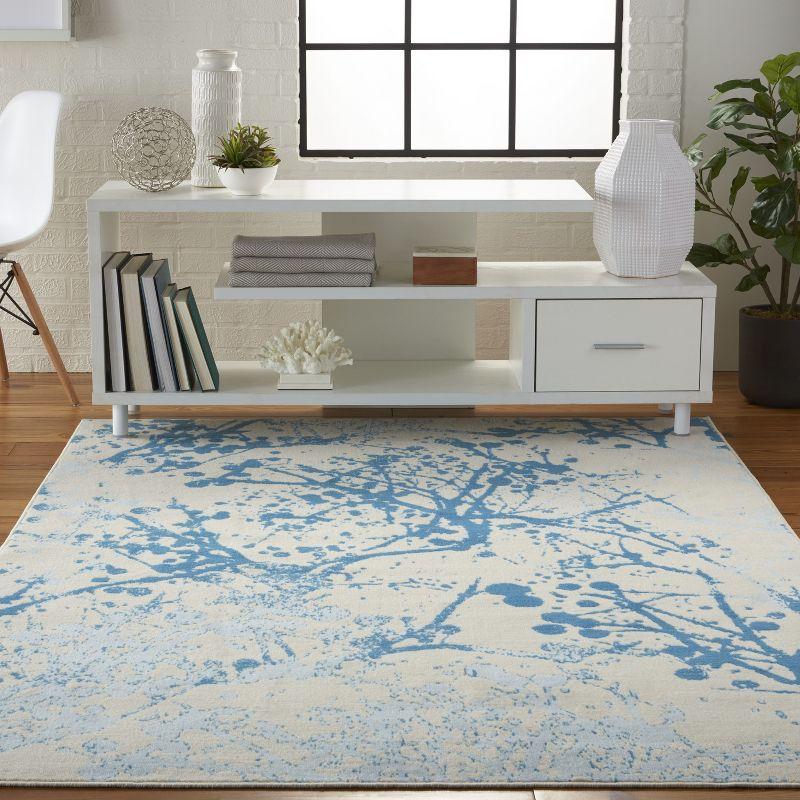 Nourison Jubilant 4' x 6' Ivory/Blue Area Rug Contemporary Artistic Abstract by Nourison
