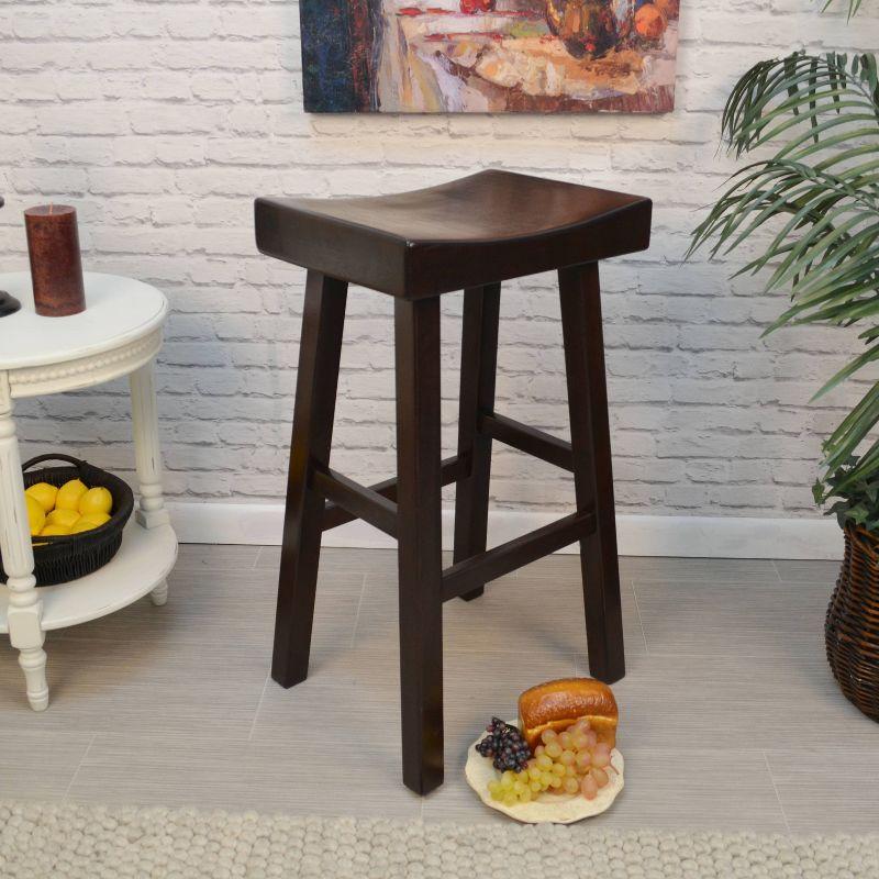 Colburn 33.5'' Espresso Solid Rubberwood Saddle Bar Stool