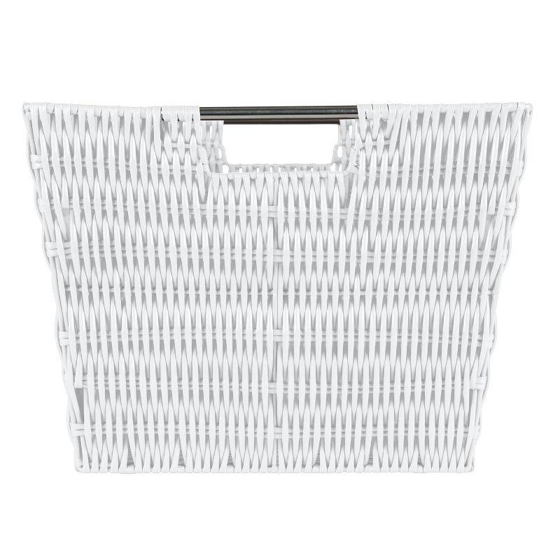 Elevate Rectangular Rattan Storage Tote with Stainless Steel Handles - Gray