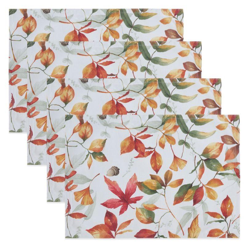 Saro Lifestyle Fall Leaf Placemat, 14"x20" Oblong, Multi (Set of 4)