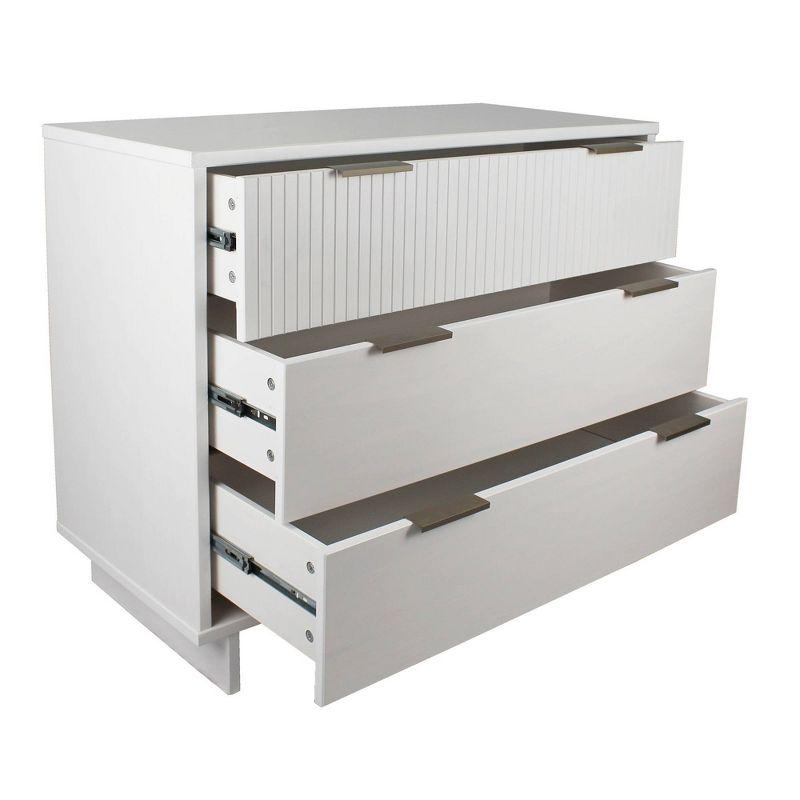 Granville Modern 3 Drawer Standard Dresser White - Manhattan Comfort: Bedroom Storage, Wood Frame, Anti-Tip Design