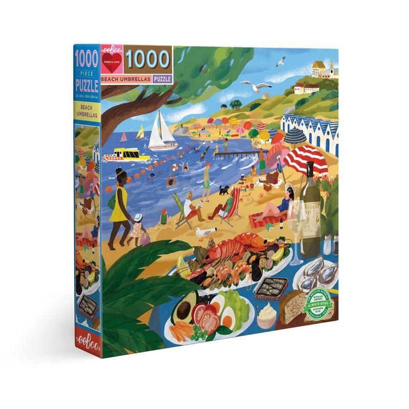 Beach Umbrellas 1000-Piece Square Travel Jigsaw Puzzle