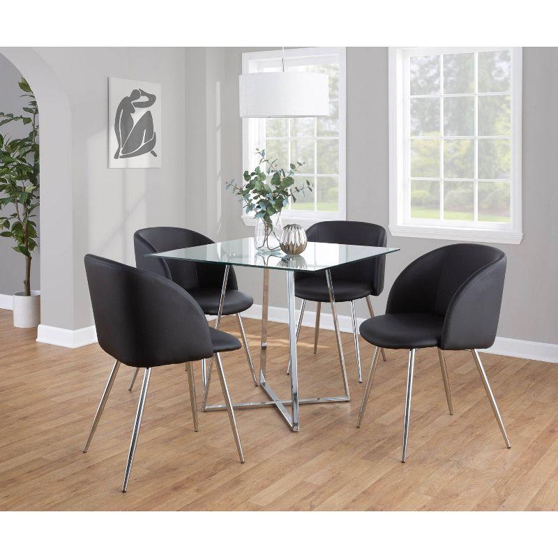 36" Cosmo Square Dining Table Chrome/Clear Glass - LumiSource: Modern Pedestal, Seats 4