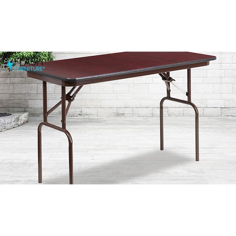 Wofford 24" x 48" Rectangular Mahogany Melamine Laminate Folding Banquet Table