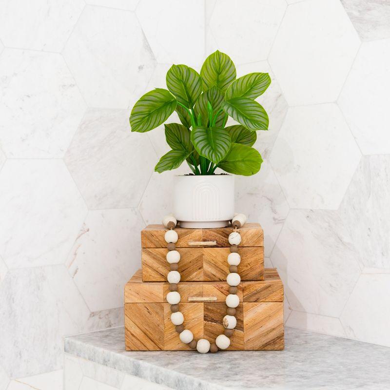 Nearly Natural 12-in Artificial Calathea Plant with Decorative Planter