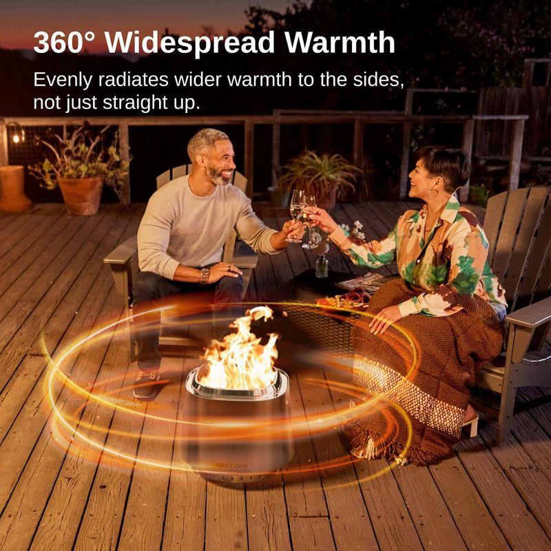 East Oak 17" Smokeless Round Outdoor Fire Pit Silver: Stainless Steel, Rust & Heat-Resistant, No Assembly Required