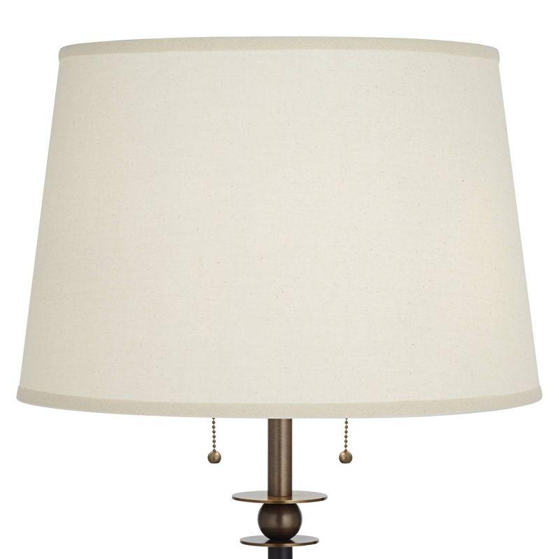 Kathy Ireland City Heights Modern 59" Tall Standing Floor Lamp Skinny Pole Pull Chain Black Gold Metal Antique Brass Finish Living Room Bedroom House