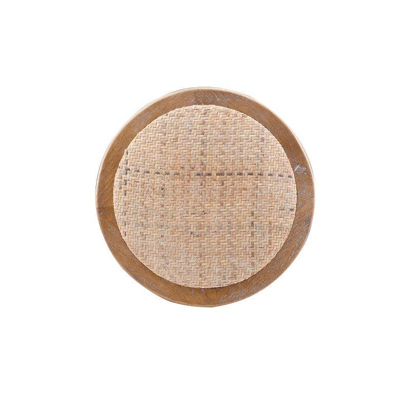 Dovecove Fredericksburg Round Rattan Seat Counter Stool with Solid Wood Frame