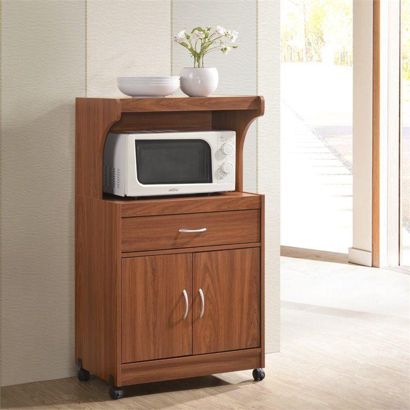 Microwave Kitchen Cart in Cherry - Hodedah