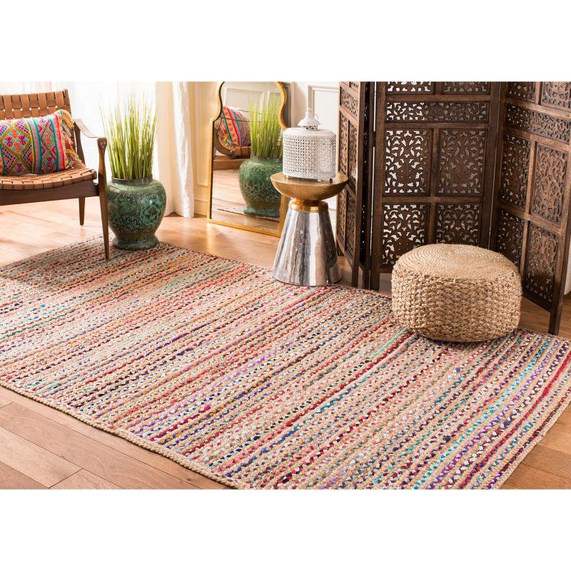 Cape Cod Handwoven Natural Multi 8' Square Jute Area Rug