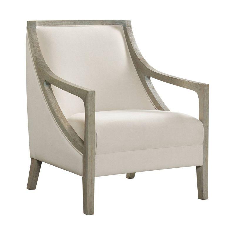 Dayna Whitewash and Beige Wood Accent Chair