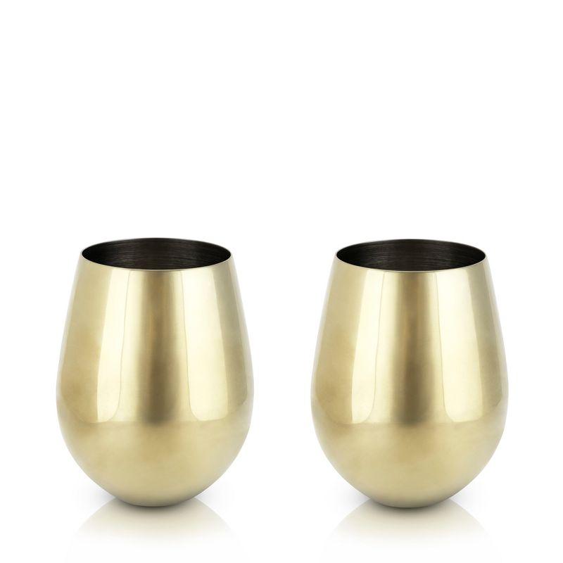 Belmont Stainless Steel Stemless Wine Glasses in Gold