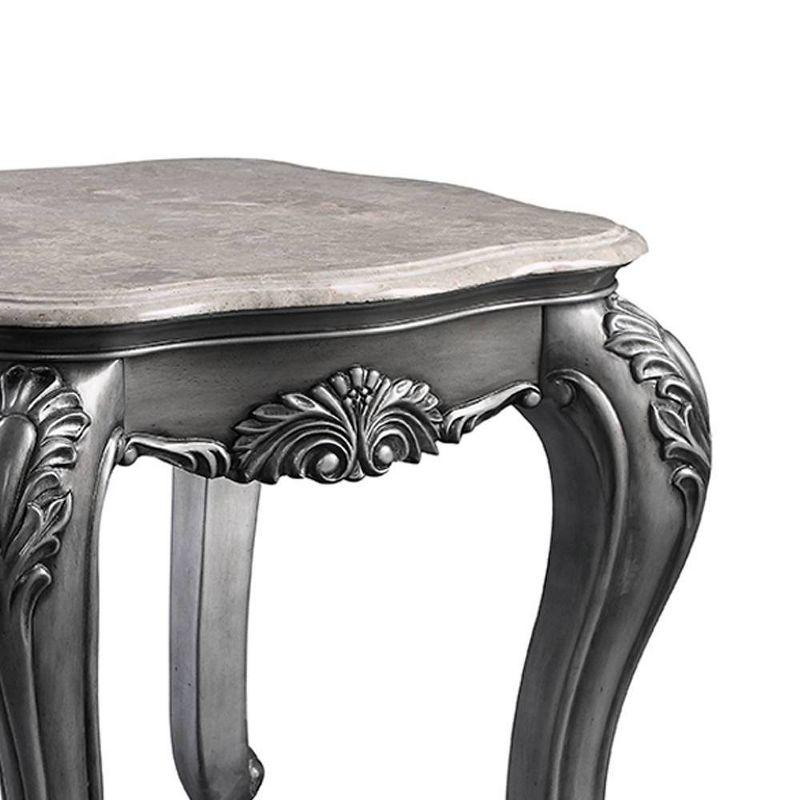 Ariadne Classic Marble Top Platinum Finish Wooden Coffee Table