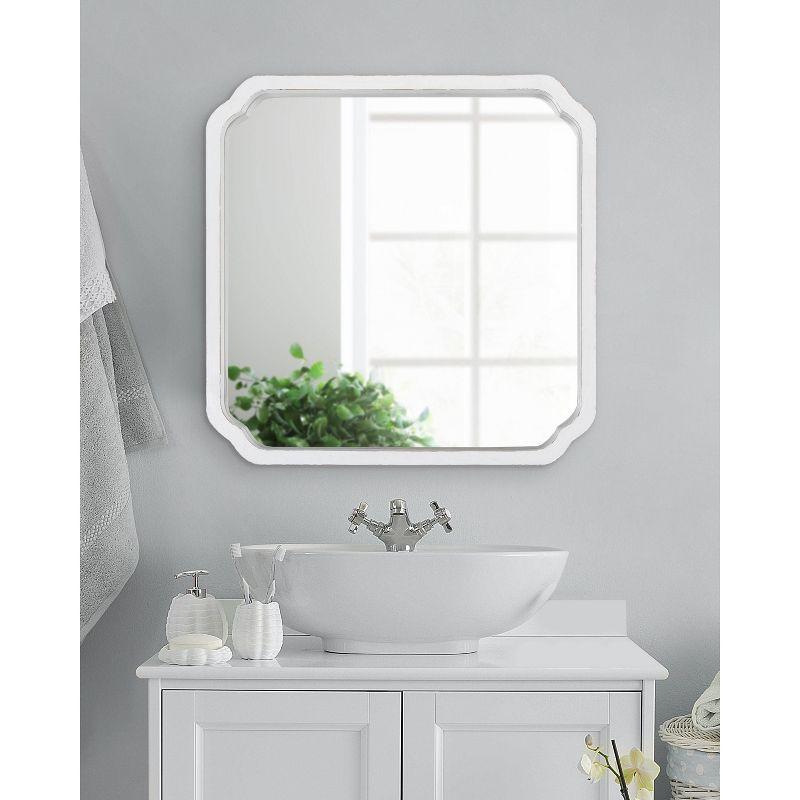 Kate & Laurel All Things Decor 24"x24" Marston Farmhouse Rectangle Wall Mirror White: No Assembly, Wood Frame, Wall Mounted