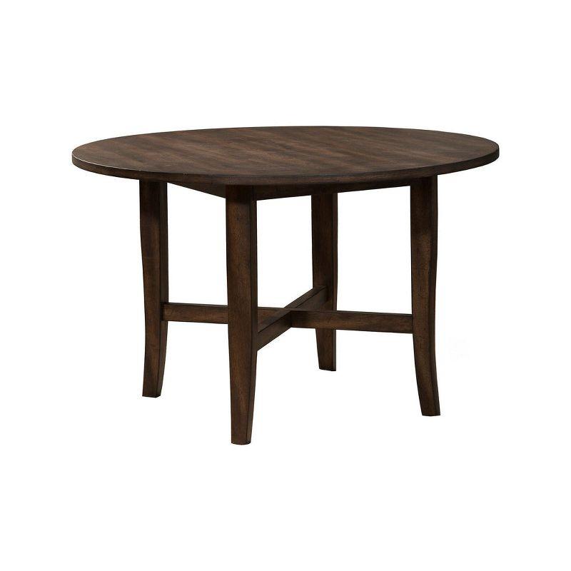 Burnished Dark Oak Round Wood Dining Table with Four Legs