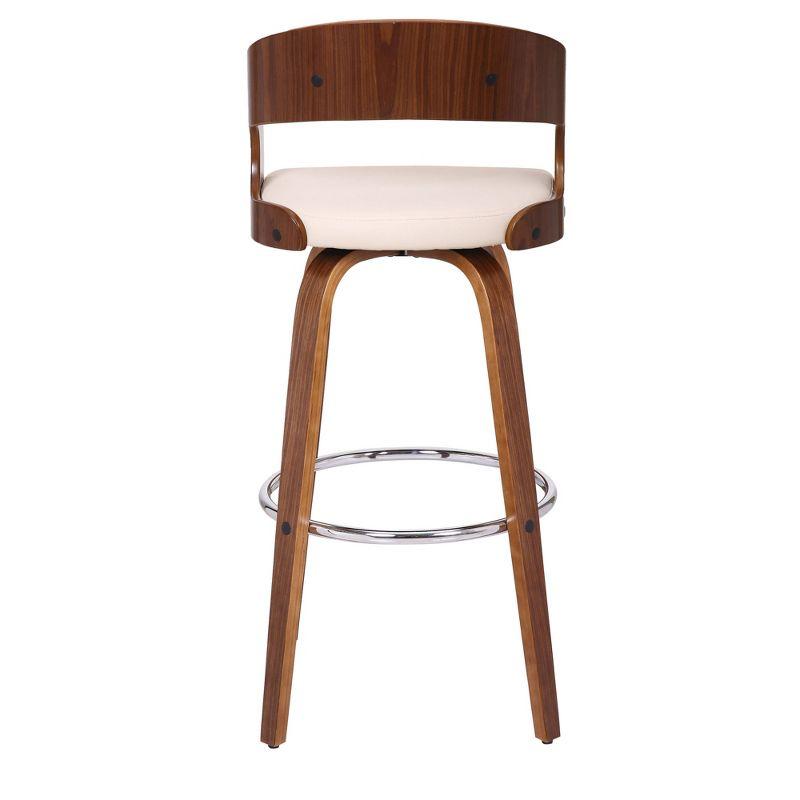 30" Shelly Contemporary Swivel Barstool Walnut/Cream - Armen Living: Eames Inspired, Chrome Footrest