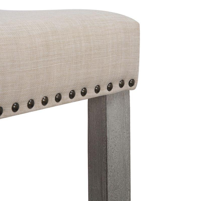 WestinTrends 24" Upholstered Saddle Seat Counter Stool (Set of 2), Antique Gray/Beige
