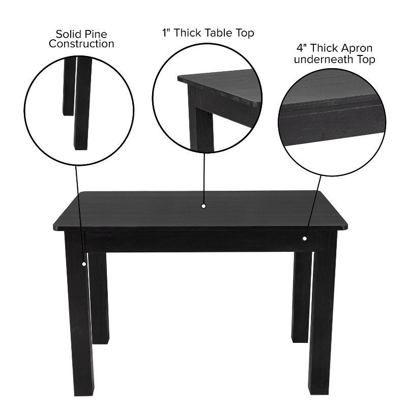 Flash Furniture HERCULES 46" x 30" Rectangular Black Wash Solid Pine Farm Dining Table