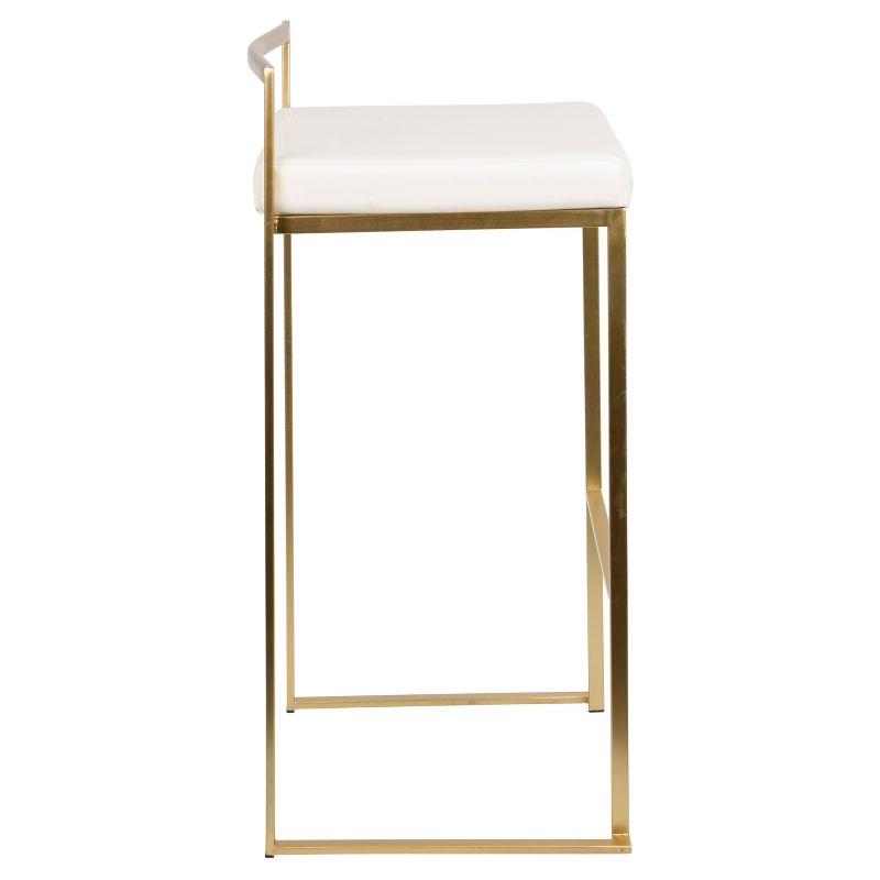 Set of 2 31.5" Fuji Contemporary Barstools White - LumiSource: Upholstered, Stackable, Metal Frame