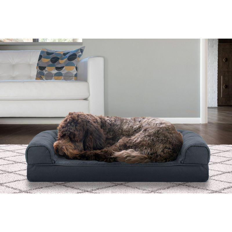 Quilted Orthopedic Bolster Sofa Pet Bed