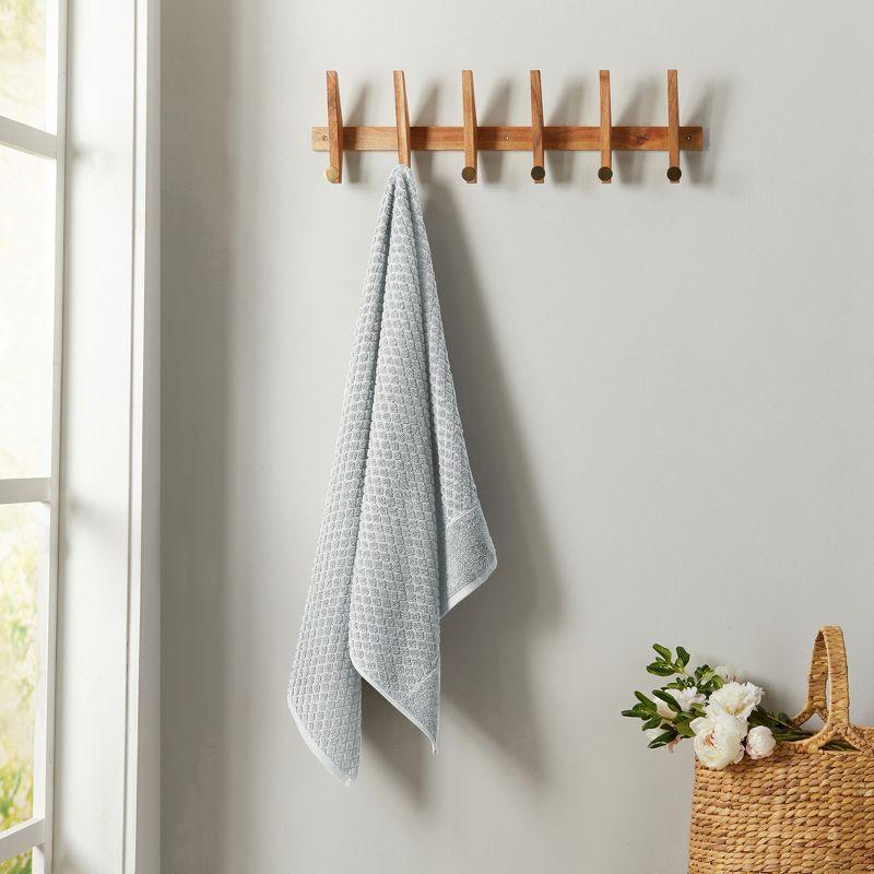 Cotton Quick-Dry Textured Towels - Great Bay Home (4 Pack Bath Towels, Light Grey)