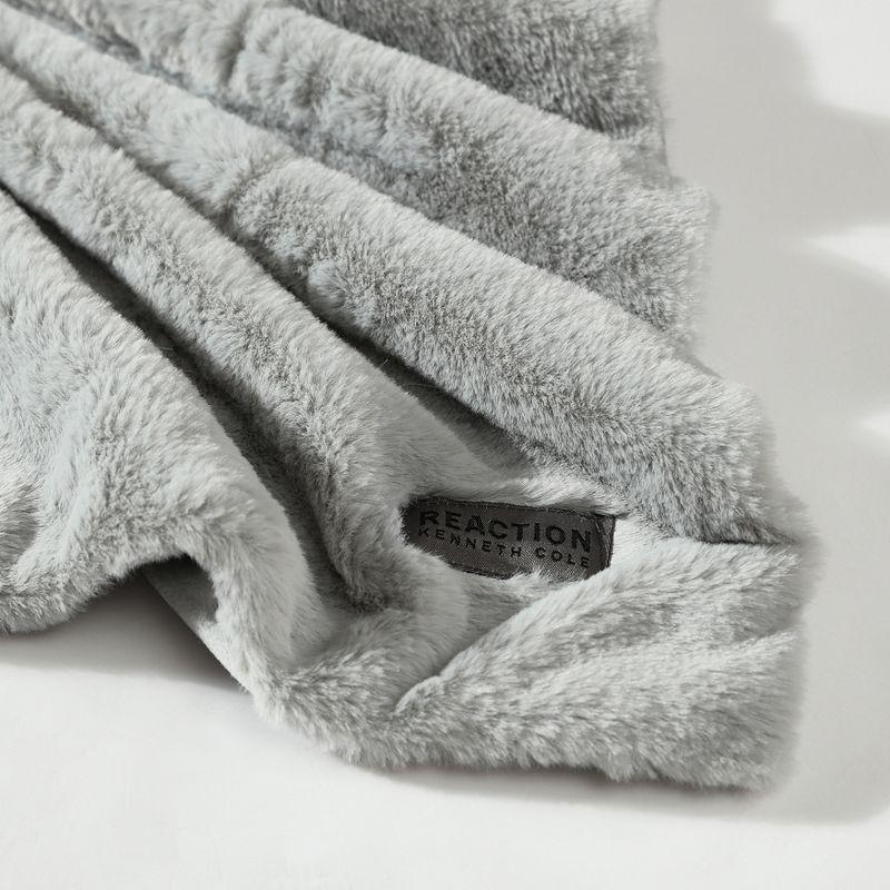 Kenneth Cole Reaction Faux Fur Throw Blanket Faux Fur (Solid -Grey)-50" X 60"