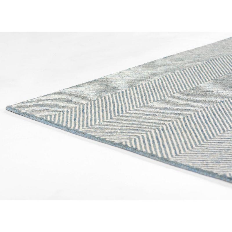 Momeni 5'x8' Charles Zig Zag Handtufted Area Rug Blue: Wool, Cotton & Latex Backing, Low Pile, Indoor Use, Rectangle Shape