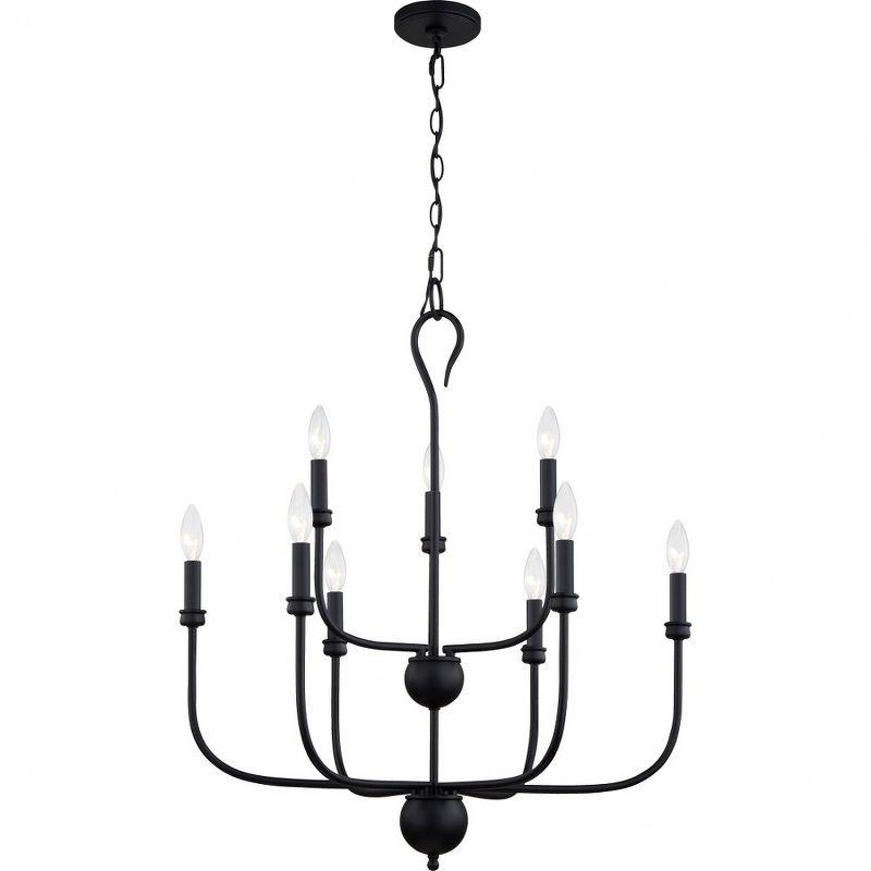 Blanche Matte Black 27" Steel 9-Light Chandelier