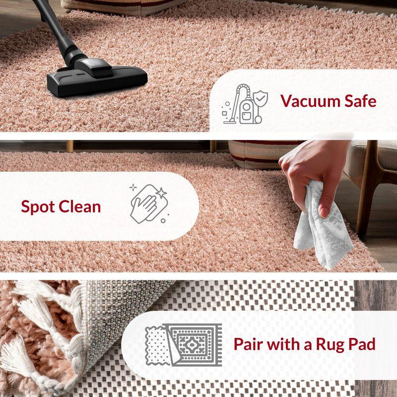 Nuloom Neva Solid 8x11 Shag Indoor Area Rug for Living Room Bedroom Dining Room Nursery, Blush/Ivory