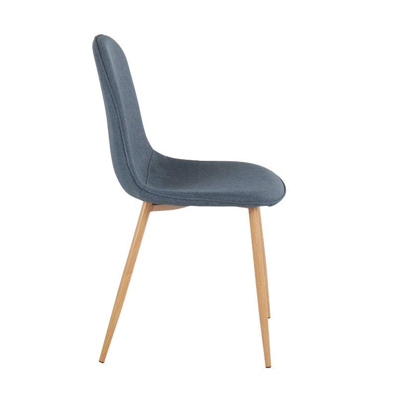Set of 2 Pebble Metal/Polyester Dining Chairs Natural/Blue - LumiSource: Upholstered, Foam-Filled, Armless Design
