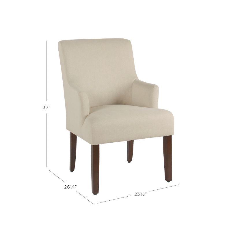 Swoop-Arm Cream Fabric Parsons Side Chair with Wood Legs