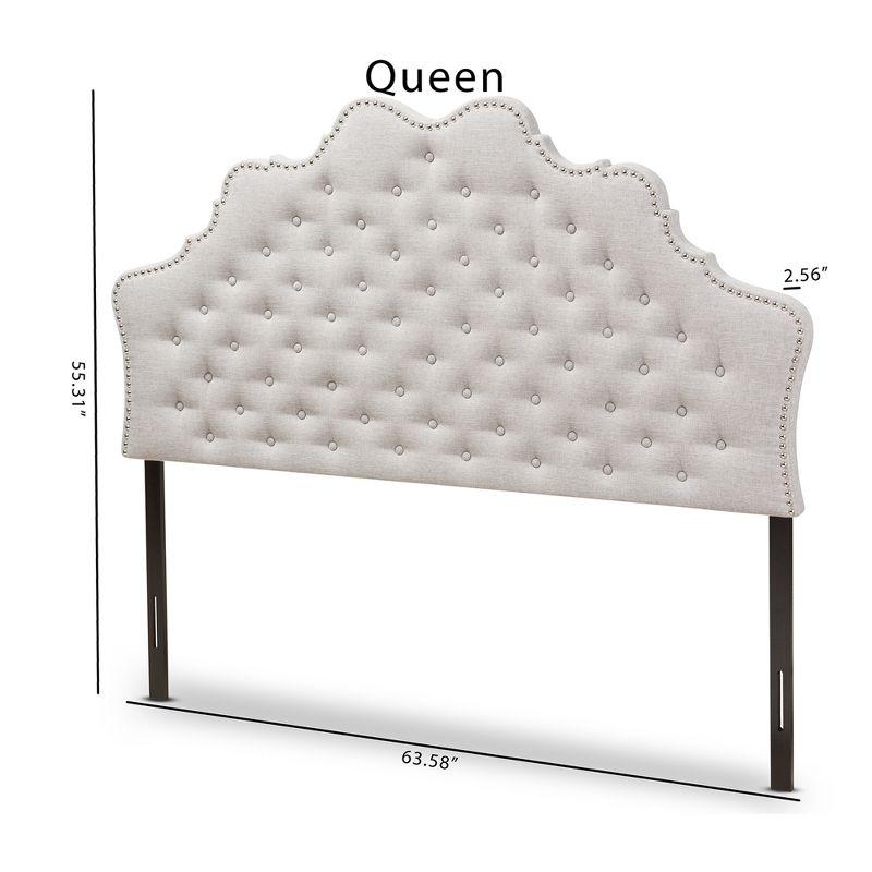 Queen Hilda Modern and Contemporary Fabric Headboard Beige - Baxton Studio: Nailhead Trim, Button-Tufted, Wood Composite