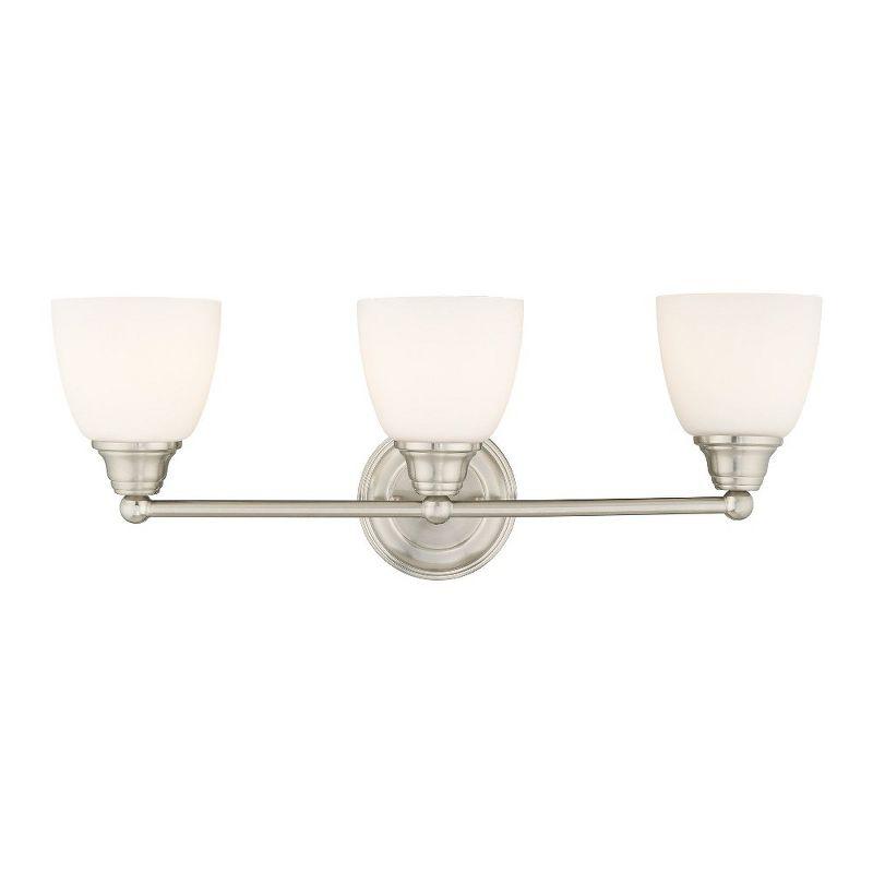 Somerville 23" Brushed Nickel 3-Light Vanity with Satin Opal White Glass