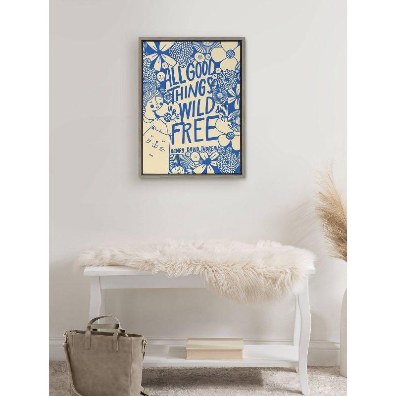 Wild and Free Blue and Beige Canvas Quote Art