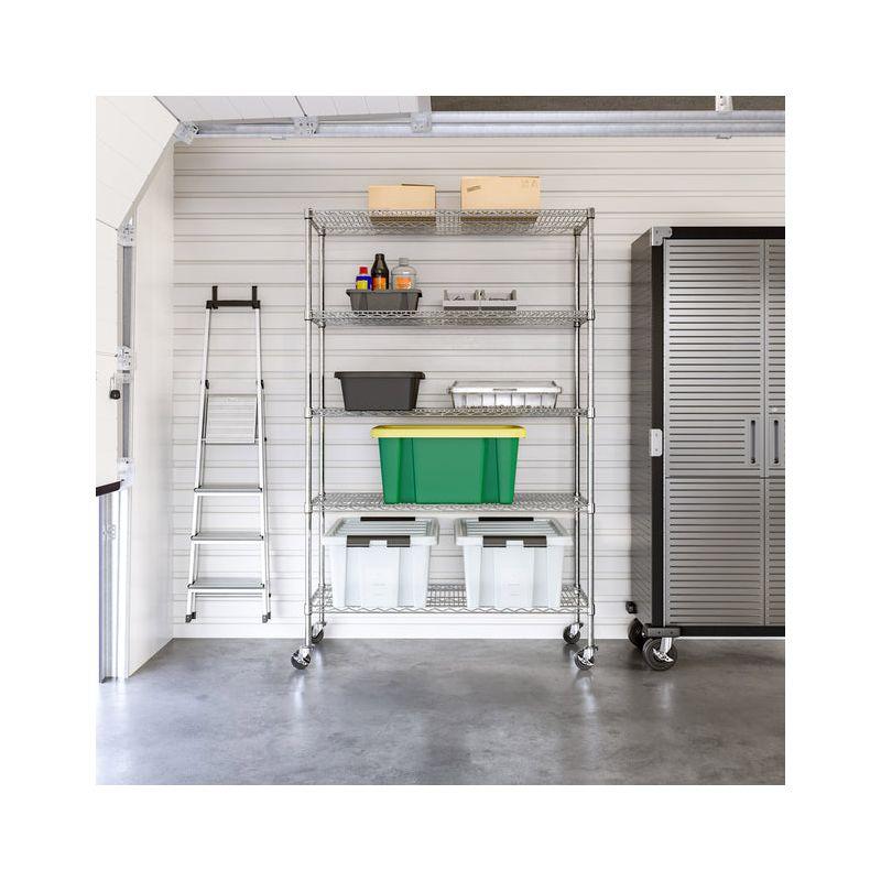 UltraDurable 48'' W x 18" D 5-Tier NSF-Certified Steel Shelving with Wheels
