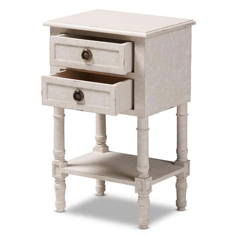 Baxton Studio Lenore Country Cottage Farmhouse 2 Drawer Nightstand White: Bedside Table with Anti-Tip Hardware