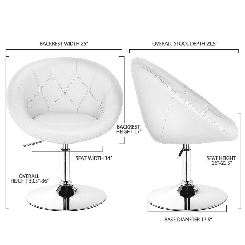 White Faux Leather Adjustable Swivel Accent Chair