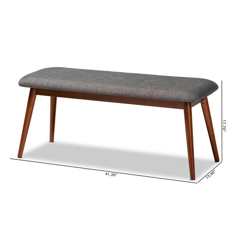 Flora Bench Gray - Baxton Studio: Upholstered Rectangle Ottoman, Rubberwood Frame, Seats 2