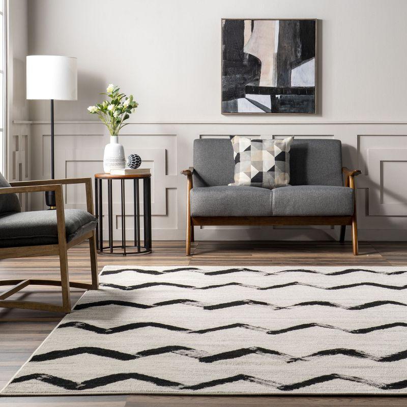 Nuloom Addison Chevron 9x12 Indoor Area Rug for Living Room Bedroom Dining Room Kitchen, Grey/Ivory