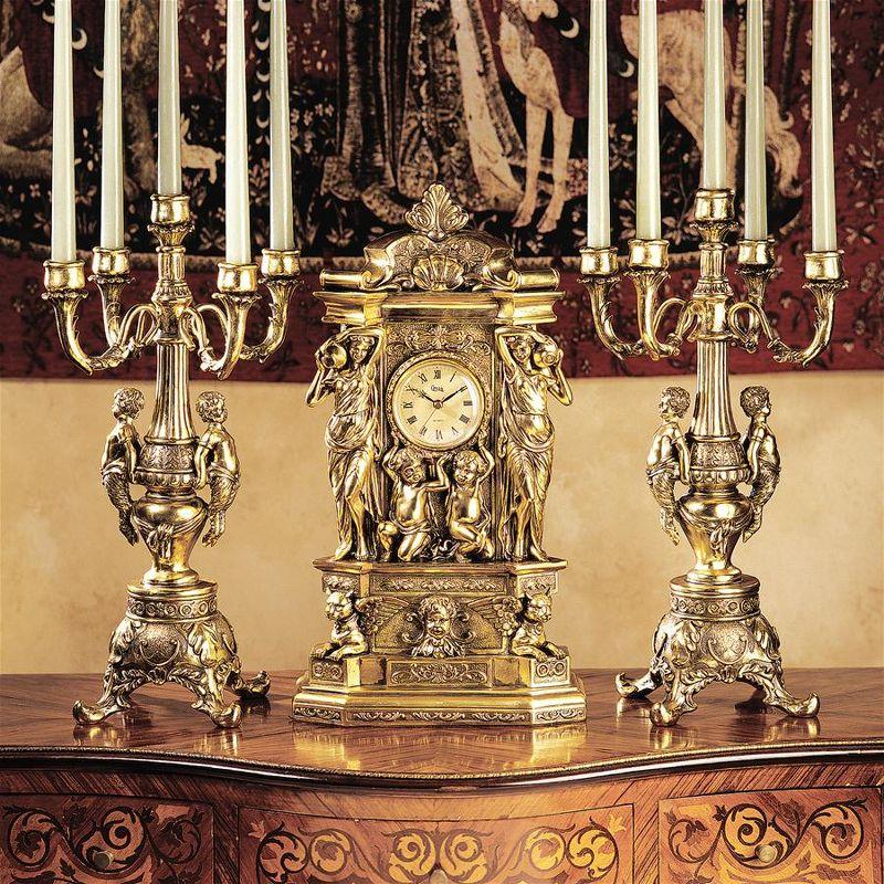 Grande Chateau Antique Gold Resin Rococo Candelabra Set