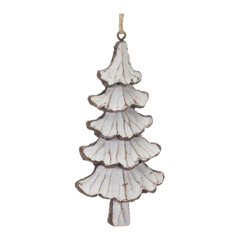 Melrose White and Beige Resin Pine Tree Ornaments Set