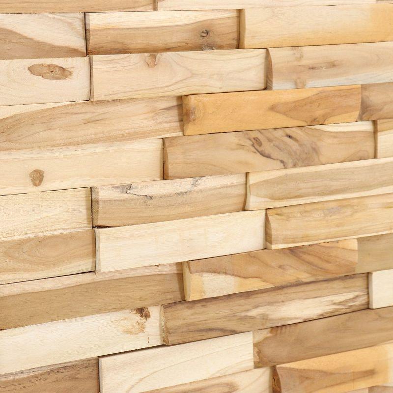 Nordic Teak (13 sq ft) Natural 3D Wall Panels - Beige